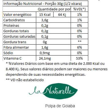 informação nutricional polpa de goiaba 222